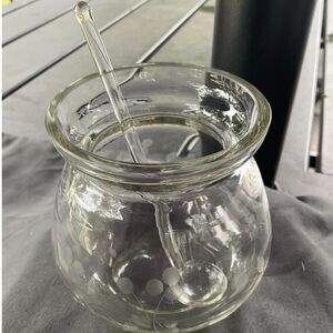 Glass Jelly Honey Sugar Bowl with Spoon